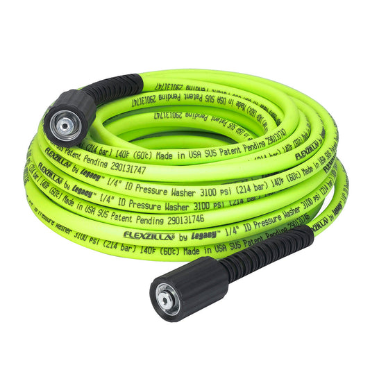 FlexZilla HFZPW3450M Pressure Washer Hose, 1/4" x 50’, 3100 PSI, M22 Fittings