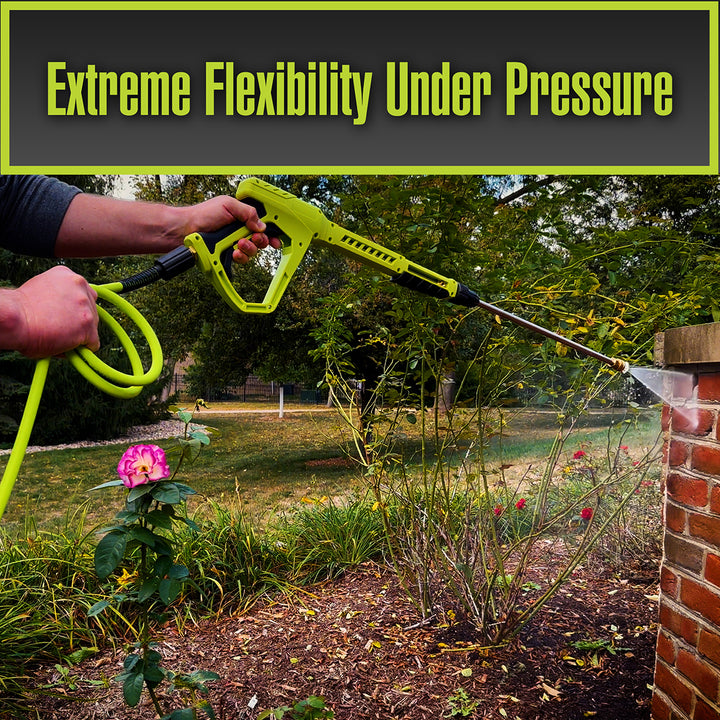 FlexZilla HFZPW426100Q Pressure Washer Hose, 3/8" x 100’, 4200PSI, Integrated Quick Connect Fittings