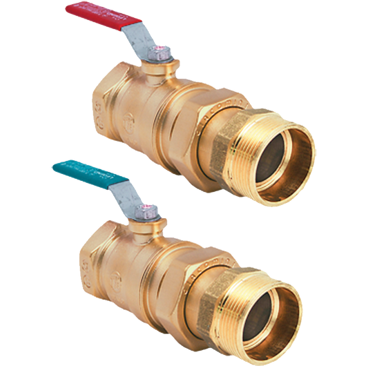 Legend Valves 822-857 1-1/2" Isolation Valve with Thermometer, Red & Blue Pair; for M-8220 & M-8400 High Capacity Brass Manifolds