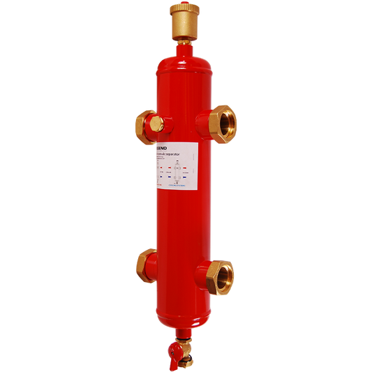 Legend Valves 800-838 2" LegendConnect Painted Steel Hydraulic Separator Body with Automatic Air Vent, Check Valve Adapter, Purge Valve, and Insulation Jacket