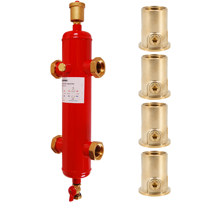 Legend Valves 800-835VF 1" LegendConnect Painted Steel Hydraulic Separator Body with Isolation Valve FNPT Connectors, Automatic Air Vent, Check Valve Adapter, Purge Valve, and Insulation Jacket