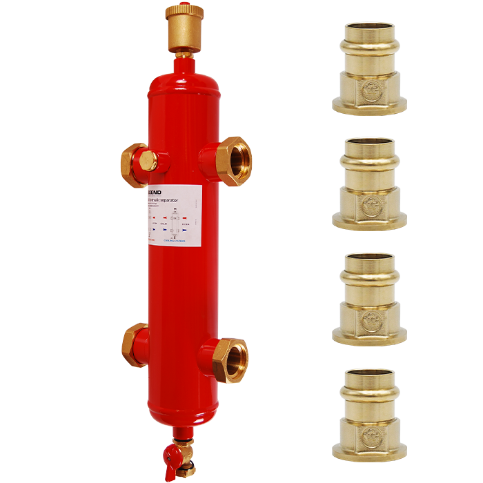 Legend Valves 800-837P 1-1/2" LegendConnect Painted Steel Hydraulic Separator Body with LegendPress Connectors, Automatic Air Vent, Check Valve Adapter, Purge Valve, and Insulation Jacket