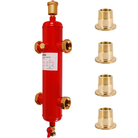 Legend Valves 800-838M 2" LegendConnect Painted Steel Hydraulic Separator Body with MNPT Connectors, Automatic Air Vent, Check Valve Adapter, Purge Valve, and Insulation Jacket