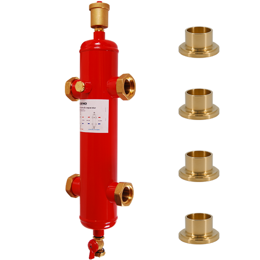 Legend Valves 800-836S 1-1/4" LegendConnect Painted Steel Hydraulic Separator Body with Sweat Connectors, Automatic Air Vent, Check Valve Adapter, Purge Valve, and Insulation Jacket