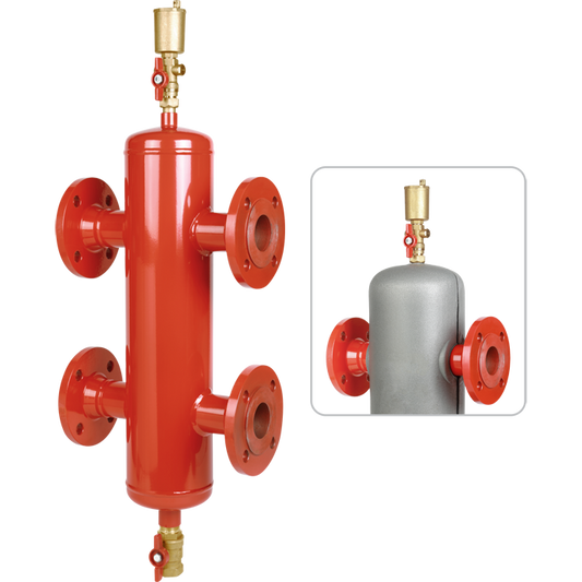 Legend Valves 800-848 2-1/2" Painted Steel Hydraulic Separator with Automatic Air Vent Valve, Drain Valve, and Insulation Jacket