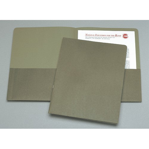 AbilityOne 7510014844578 SKILCRAFT Pocket Folder - 0.38" Folder Capacity - Letter - 8.50" Width x 11" Length Sheet Size - Leatherette - Green - Recycled - 25/Box