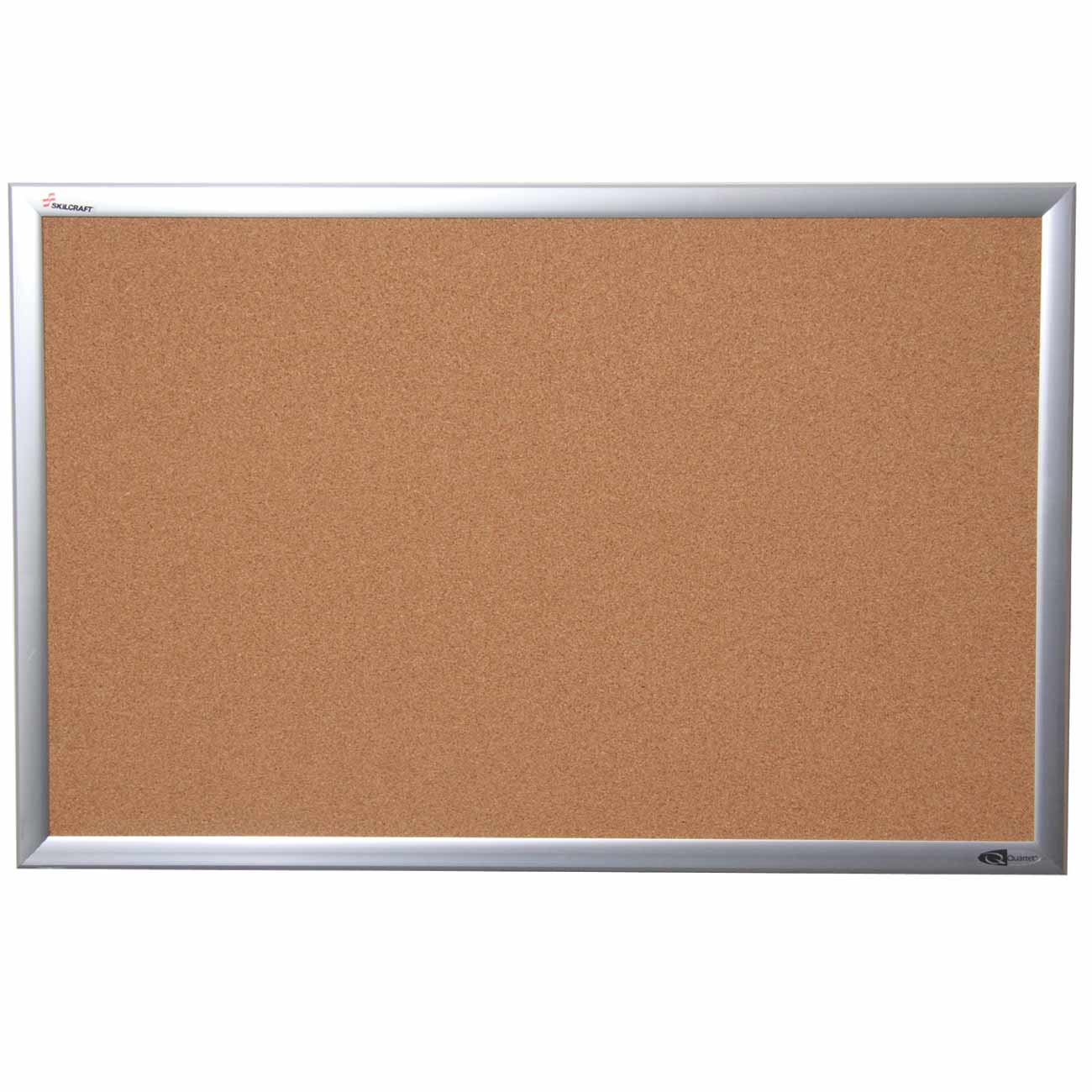 AbilityOne 7195014840007 SKILCRAFT Quartet - Natural Cork Bulletin Board - Aluminum Frame - 24" x 18" - 18" Height x 24" Width - Natural Cork Surface - Anodized Aluminum Frame