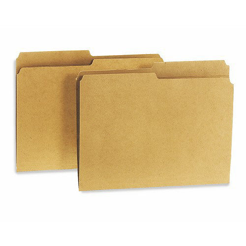 AbilityOne 7530002866978 SKILCRAFT File folder is made of 11 pt. brown Kraft paperboard with a plain-folded bottom that expands up to 3/4". Folder content includes 30% post-consumer waste materials and 30% recycled materials.