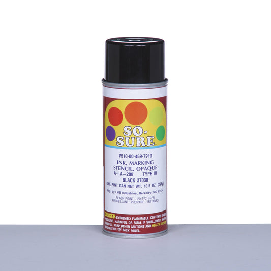 AbilityOne 7510004697910 SKILCRAFT SO-SURE Aerosol Stencil Ink - A-A-208B, Black, 37038 - 10.50 oz - 1 - Black