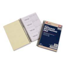 AbilityOne 7510013576829 SKILCRAFT Executive Message Recording Pad - 200 Sheet(s) - Spiral Bound - Carbonless - 6.25" x 2.62" Form Size