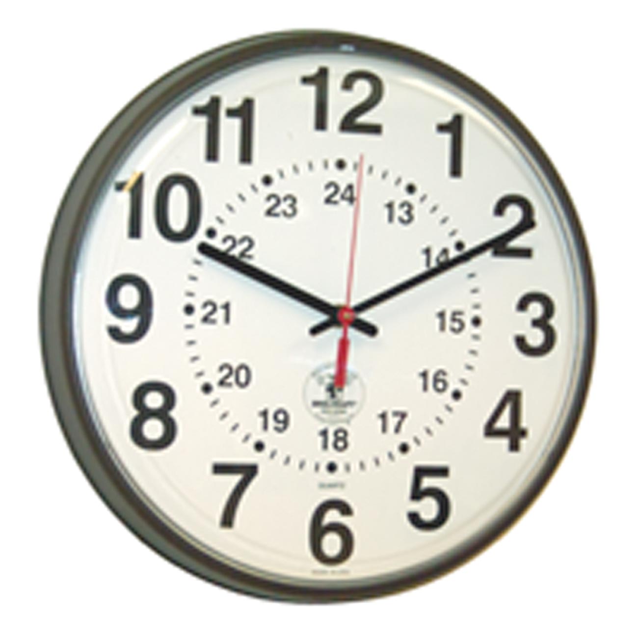 AbilityOne 6645014919832 SKILCRAFT Atomic 12/24 Hour Slimline Wall Clock - 12-3/4" Diameter, Brown - Analog - Quartz - Atomic