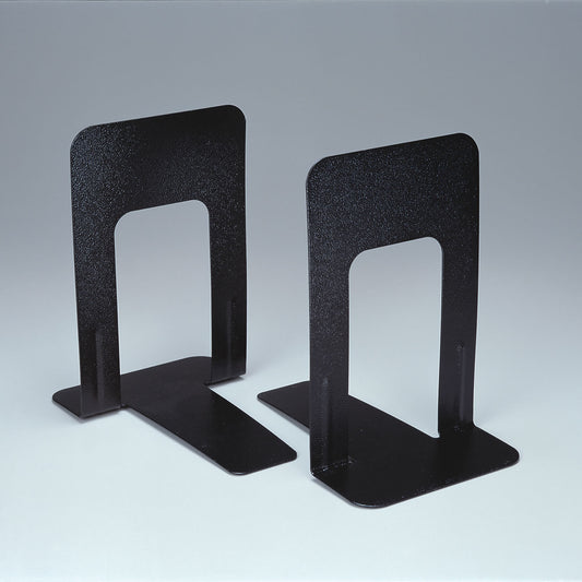 AbilityOne 7520014844579 SKILCRAFT Bookends - Steel - Non-Skid, 9" x 5 7/8" x 8 1/8" - Black
