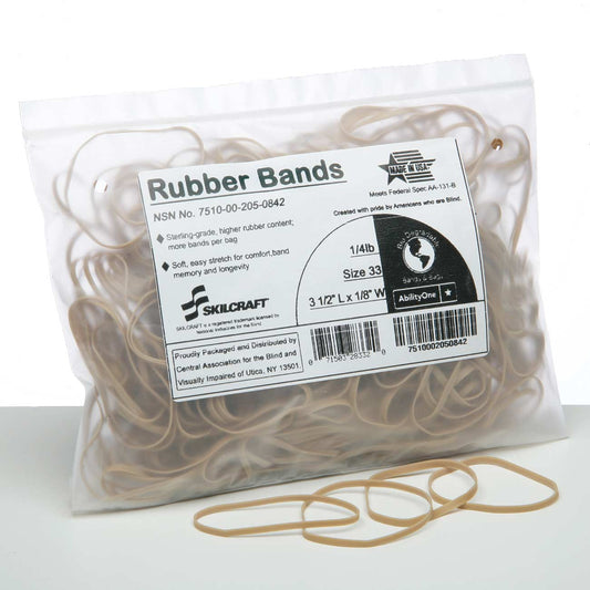 AbilityOne 7510002050842 SKILCRAFT Rubberbands, Size 33, ÃƒšÃ‚¼ lb - Size: #33 - 3.50" Length x 0.13" Width - 1 - Natural Crepe