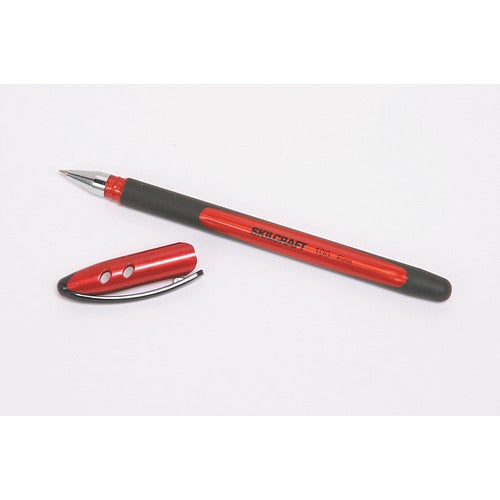 AbilityOne 7520014220322 SKILCRAFT 100 Rubberized Stick Pen - Fine Point, Red Ink - Fine Pen Point Type - Red - Red