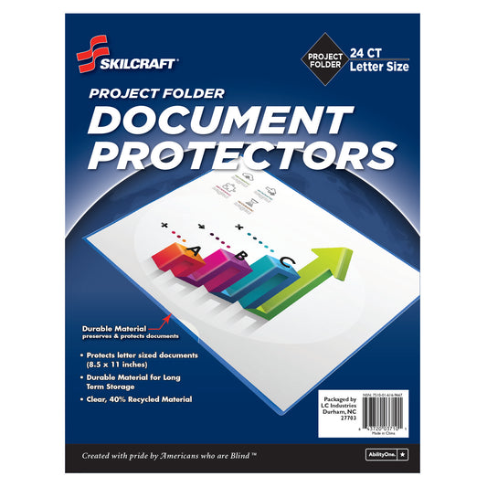 AbilityOne 7510016169667 SKILCRAFT Heavy-weight Transparent Project Folders - Letter - 8 1/2" x 11" Sheet Size - Plastic - Clear - Recycled - 24 / Pack