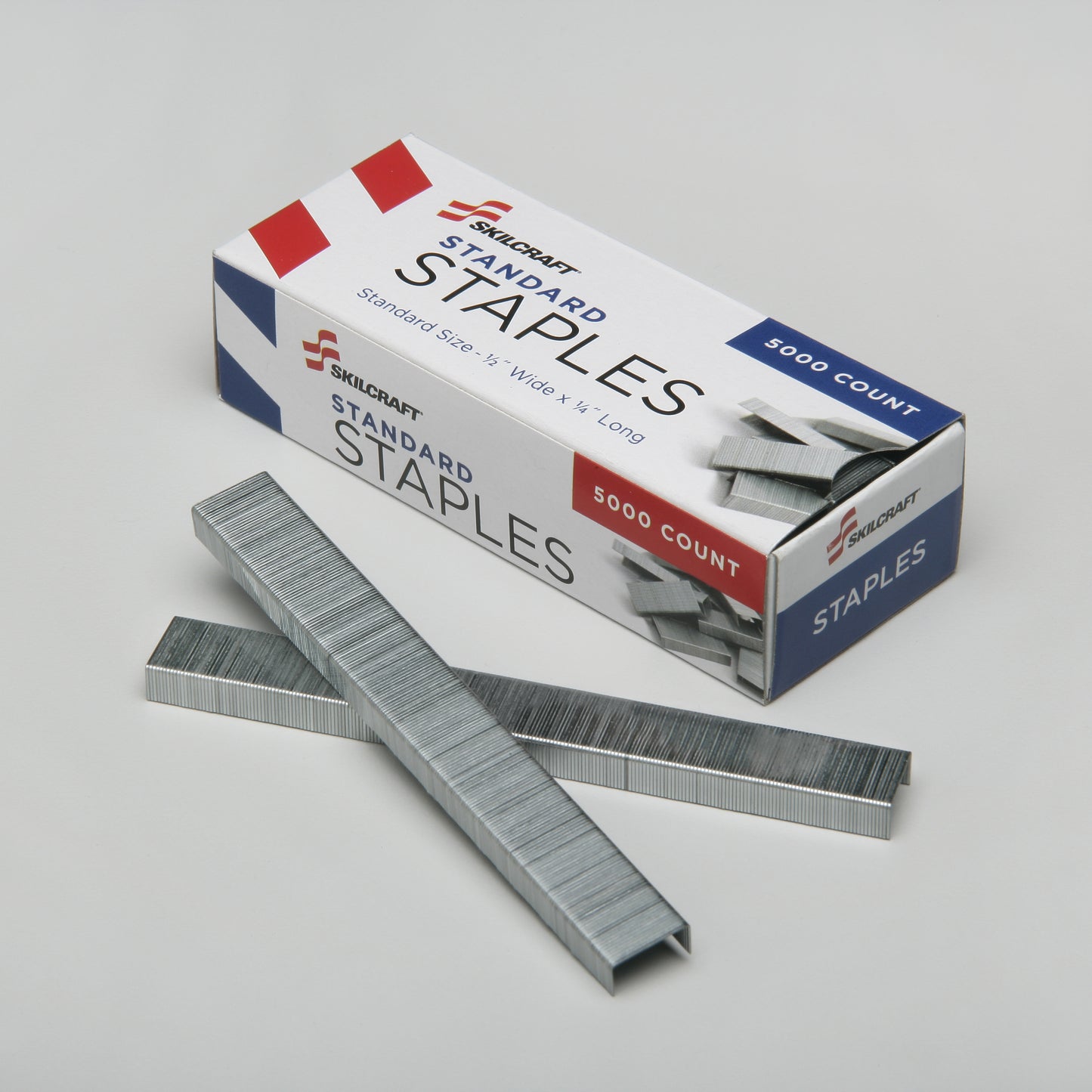 AbilityOne 7510002729662 SKILCRAFT Standard Staples - 210 Per Strip - Standard - 5mm - 1/4" Leg - 1/2" Crown - for Paper - Chisel Point, Rust Resistant - Silver - Steel - 5000 / Box