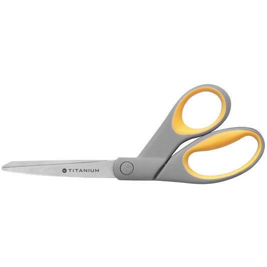 AbilityOne 5110016296574 SKILCRAFT Titanium 8" Bent Scissor - Bent - Titanium - Gray/Yellow