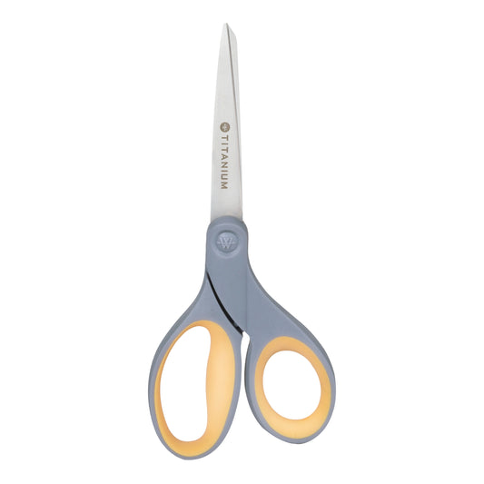 AbilityOne 5110016296575 SKILCRAFT Titanium 7" Straight Scissor - Straight - Titanium - Gray/Yellow