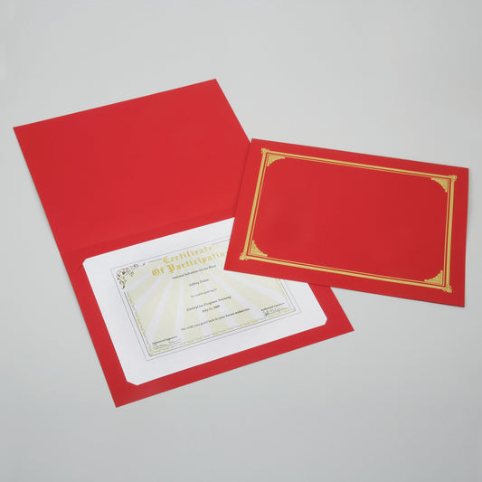 AbilityOne 7510016272960 SKILCRAFT Linen Gold Foil Certificate Holder - A4 - 8.27", 8.50", 8" Width x 11.69", 11", 10" Length Sheet Size - Linen - Red - Recycled - 6/Pack