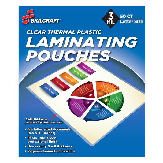 AbilityOne 9330016412251 SKILCRAFT Letter-size Thermal Laminating Pouches - Sheet Size Supported: A4 - Laminating Pouch/Sheet Size: 8.50" Width x 11" Length x 3 mil Thickness - for Document - Durable, Moisture Resistant, Spill Resistant - Translucent - P