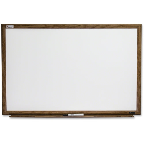 AbilityOne 7110016305158 SKILCRAFT Oak Wood Frame Dry-erase Whiteboard - 36" Width x 24" Height - Melamine Surface - Oak Wood Frame - Film - 1 Each Each