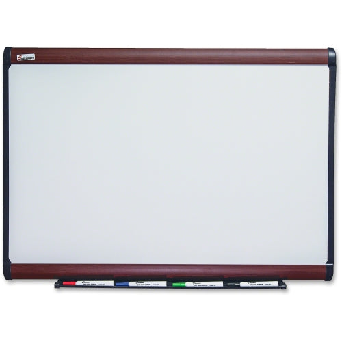 AbilityOne 7110016305167 SKILCRAFT Prestige Plus Mahogany Frame Whiteboard - 48" Width x 36" Height - Porcelain Surface - Mahogany Wood Frame - Film - Wall Mount - 1 Each Each