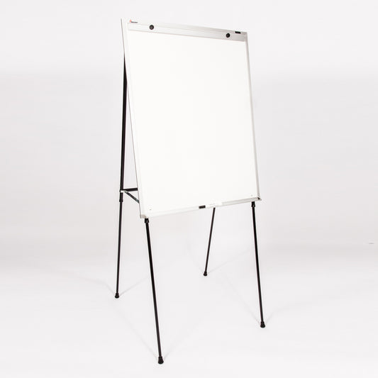 AbilityOne 7520016421219 SKILCRAFT Dry-Erase Steel Easel, Four Legs - 29" Width x 40" Height - White Melamine Surface - Silver Steel Frame - Film - Floor Standing, Tabletop
