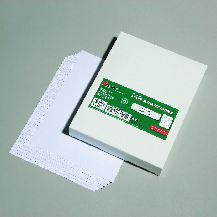 AbilityOne 7530016471412 SKILCRAFT Laser Inkjet 1x4 Address Labels - 1" Width x 4" Length - Rectangle - Laser, Inkjet - Bright White - 5000 / Box