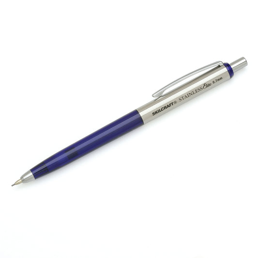 AbilityOne 7520016558504 Stainless Elite Mechanical Pencil, Blue Barrel, .7mm