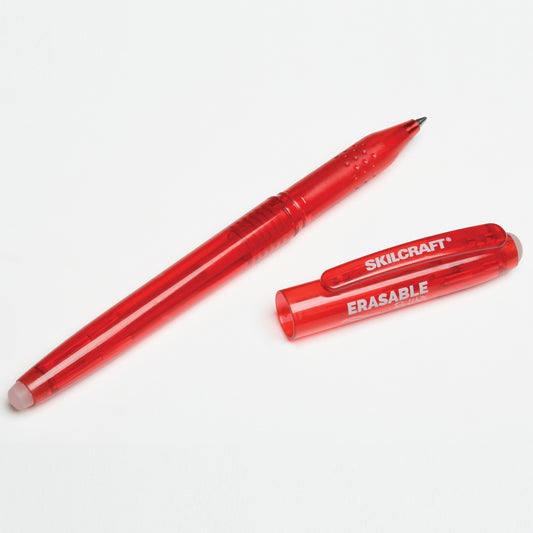 AbilityOne 7520016580387 SKILCRAFT Erasable Stick Pen - 0.7 mm Point Size - Red Gel-based Ink - Translucent Barrel - 12 / Dozen