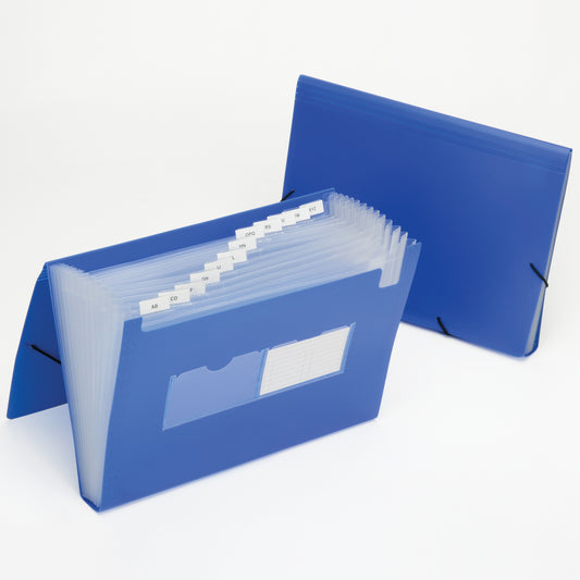 AbilityOne 7530016597148 FILE FOLDER, EXPANDING, 12 TAB, FLAP AND CORD CLOSURE, POLYPROPYLENE, BLUE