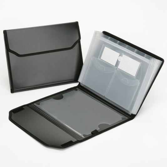 AbilityOne 7530016599976 FILE FOLDER, EXPANDING, 7 TAB WITH POCKETS, FLAP AND CORD CLOSURE, POLYPROPYLENE, BLACK