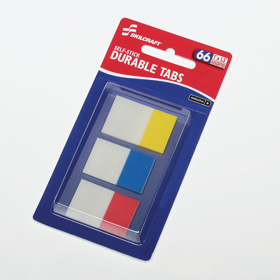 AbilityOne 7510016614493 SKILCRAFT Self-Stick Dura Tabs Red/Blue/Yellow