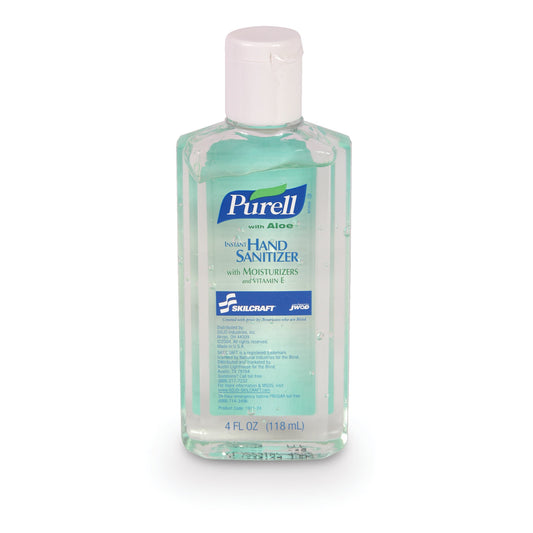 AbilityOne 8520015223886 SKILCRAFT PURELL Hand Sanitizer with Aloe - 4.0 oz Flip Cap, 24 Bottles/Box - 4 fl oz (118.3 mL) - Flip Top Bottle Dispenser - 24 / Box - Moisturizing, Hypoallergenic, Non-sticky, Non-toxic, Anti-bacterial, Dye-free, Residue-free