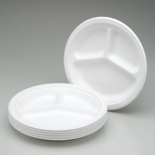 AbilityOne 7350012636701 SKILCRAFT Paper Plates - Triple Compartment - PRIME - 10.25" Diameter Plate - Paper Plate - Plate