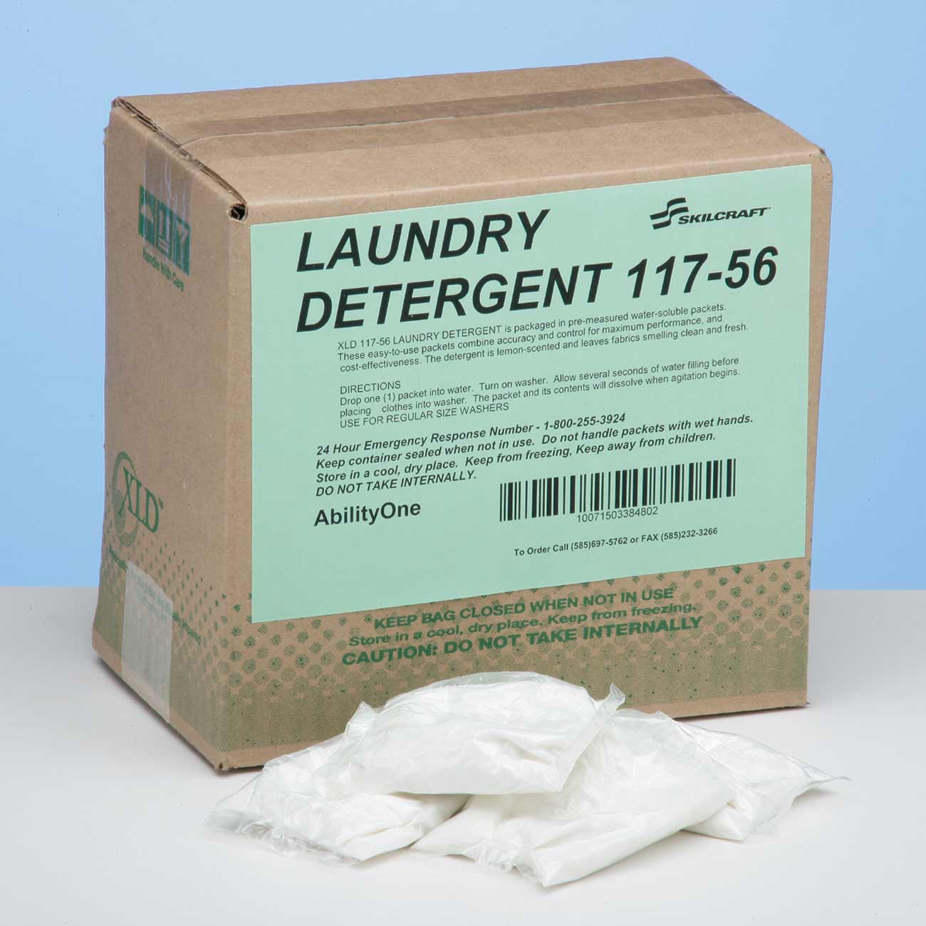 AbilityOne 7930013672908 SKILCRAFT Laundry Detergent - 117 - Standard Loads - Powder2 oz (0.12 lb) - Lemon Scent - 50 / Box