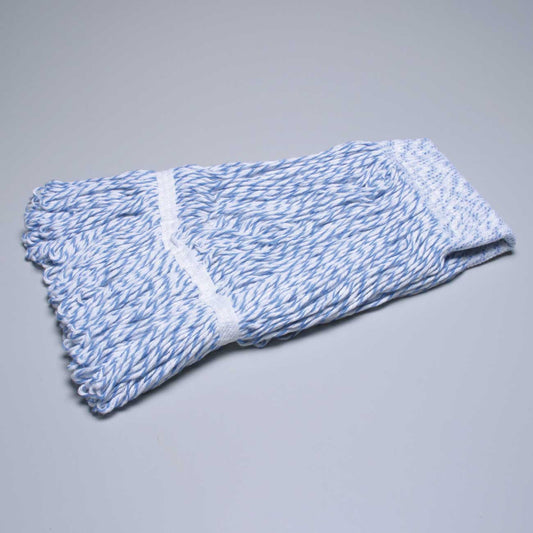 AbilityOne 7920015133290 SKILCRAFT Blue & White Looped-End Finishing Mop Head - Medium - 6.50" Width - Yarn, Nylon