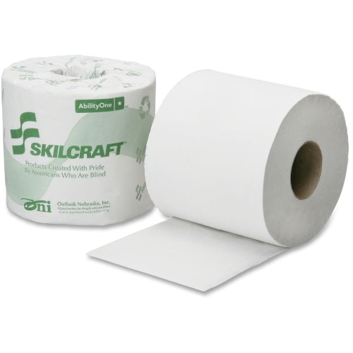 AbilityOne 8540016308728 SKILCRAFT 1-Ply PCF Individual Toilet Tissue Rolls - 1 Ply - 4" x 3.75" - White - 96/Carton