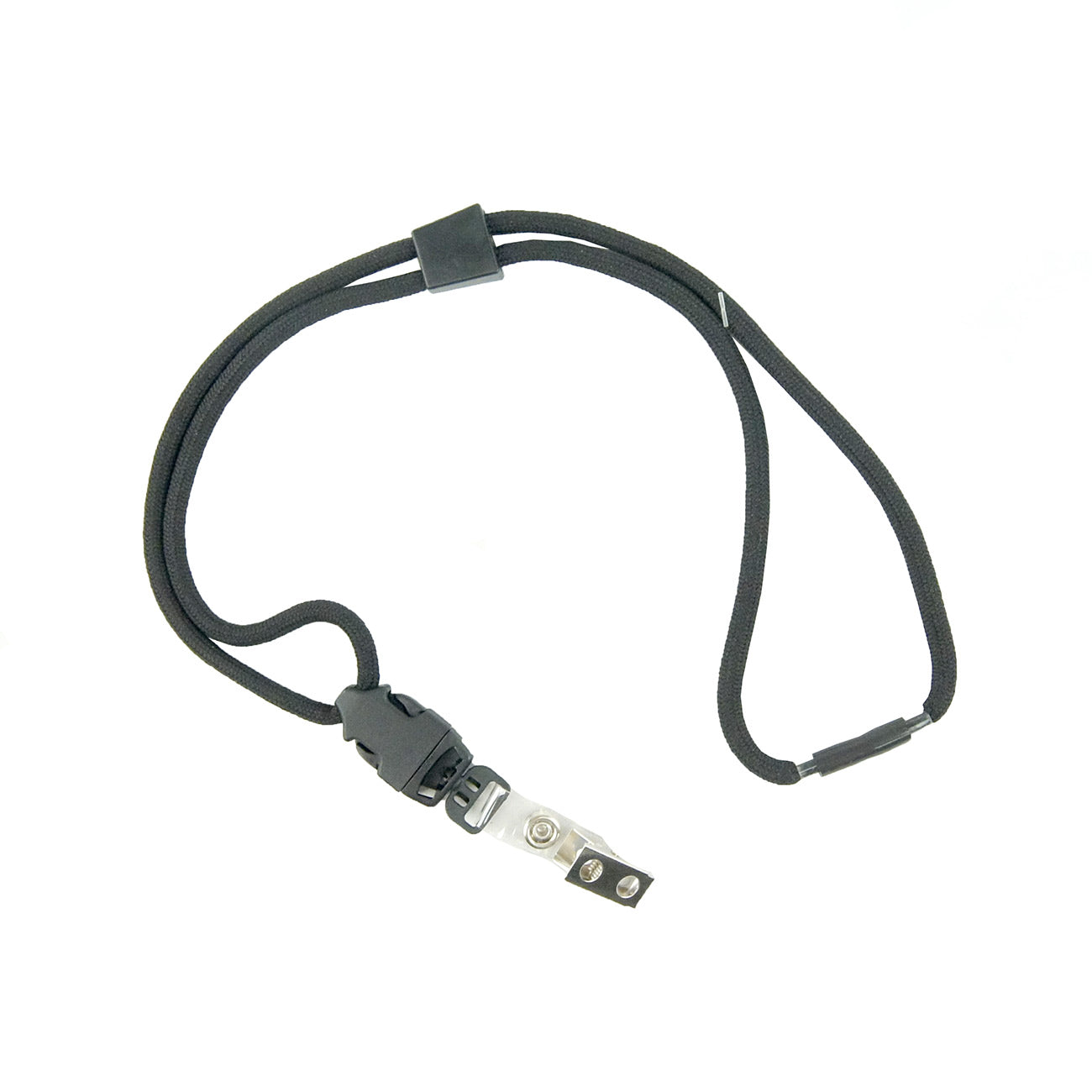 AbilityOne 8455016130191 LC Industries Premium Round Cord Neck Lanyard - Bulldog Clip Attachment - x 36" Length - Black