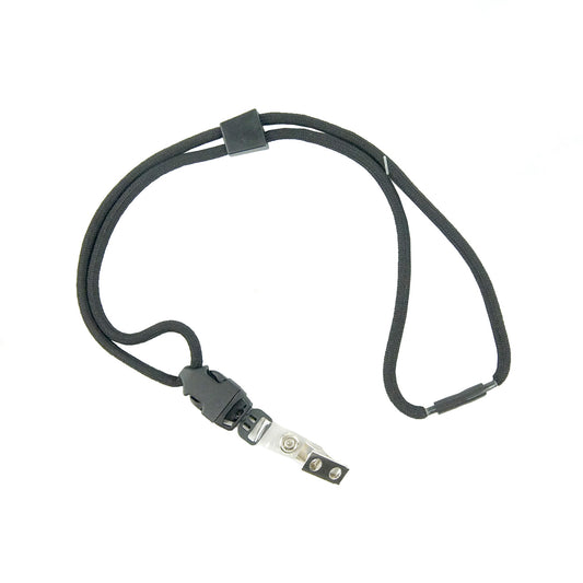 AbilityOne 8455016130191 LC Industries Premium Round Cord Neck Lanyard - Bulldog Clip Attachment - x 36" Length - Black