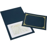 AbilityOne 7510015195771 SKILCRAFT Gold Foil Cover Document Holders - Letter, A4 - 8 1/2" x 11", 210" x 297" Sheet Size - Linen - Blue - 5 / Pack