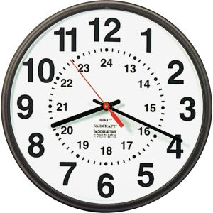 AbilityOne 6645013428199 SKILCRAFT 12/24 Hour Wall Clock - Analog - Quartz