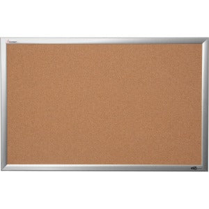 AbilityOne 7195014840005 SKILCRAFT Easel Aluminum Frame Cork Bulletin Board - 24" x 36" - Aluminum Frame