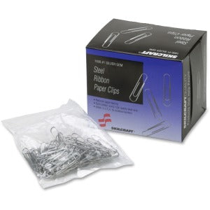AbilityOne 7510001614292 SKILCRAFT Paper Clips - No. 1 - 1000 / Box - Silver - Steel