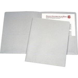 AbilityOne 7510005842491 SKILCRAFT Double Pocket Portfolio - Letter - 8 1/2" x 11" Sheet Size - 3/8" Expansion - 2 Pocket(s) - LeatherGrain - Gray - Recycled - 25 / Box