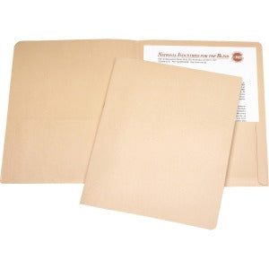 AbilityOne 7510005842492 SKILCRAFT Double Pocket Portfolio - Letter - 8 1/2" x 11" Sheet Size - 3/8" Expansion - 2 Pocket(s) - LeatherGrain - Tan - 25 / Box