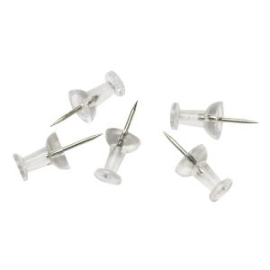 AbilityOne 7510009400935 SKILCRAFT 3/8" Point Push Pins - 0.50" Head - 100 / Box - Silver - Steel, Plastic