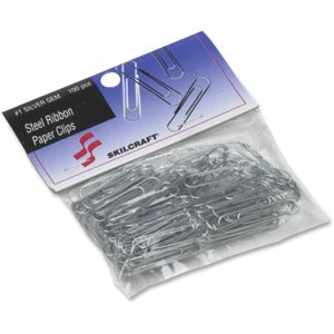 AbilityOne 7510014676738 SKILCRAFT Paper Clips - No. 1 - 100 / Pack - Silver - Steel