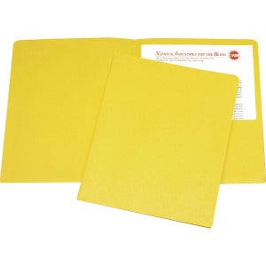 AbilityOne 7510015122414 SKILCRAFT Double Pocket Portfolio - Letter - 8 1/2" x 11" Sheet Size - 43/64" Expansion - 2 Pocket(s) - LeatherGrain - Yellow - 25 / Box