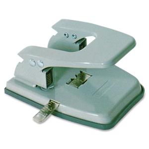 AbilityOne 7520002247589 SKILCRAFT Fixed 2-Hole Punch - 2 Punch Head(s) - 25 Sheet Capacity - 1/4" Punch Size - Round Shape - Gray